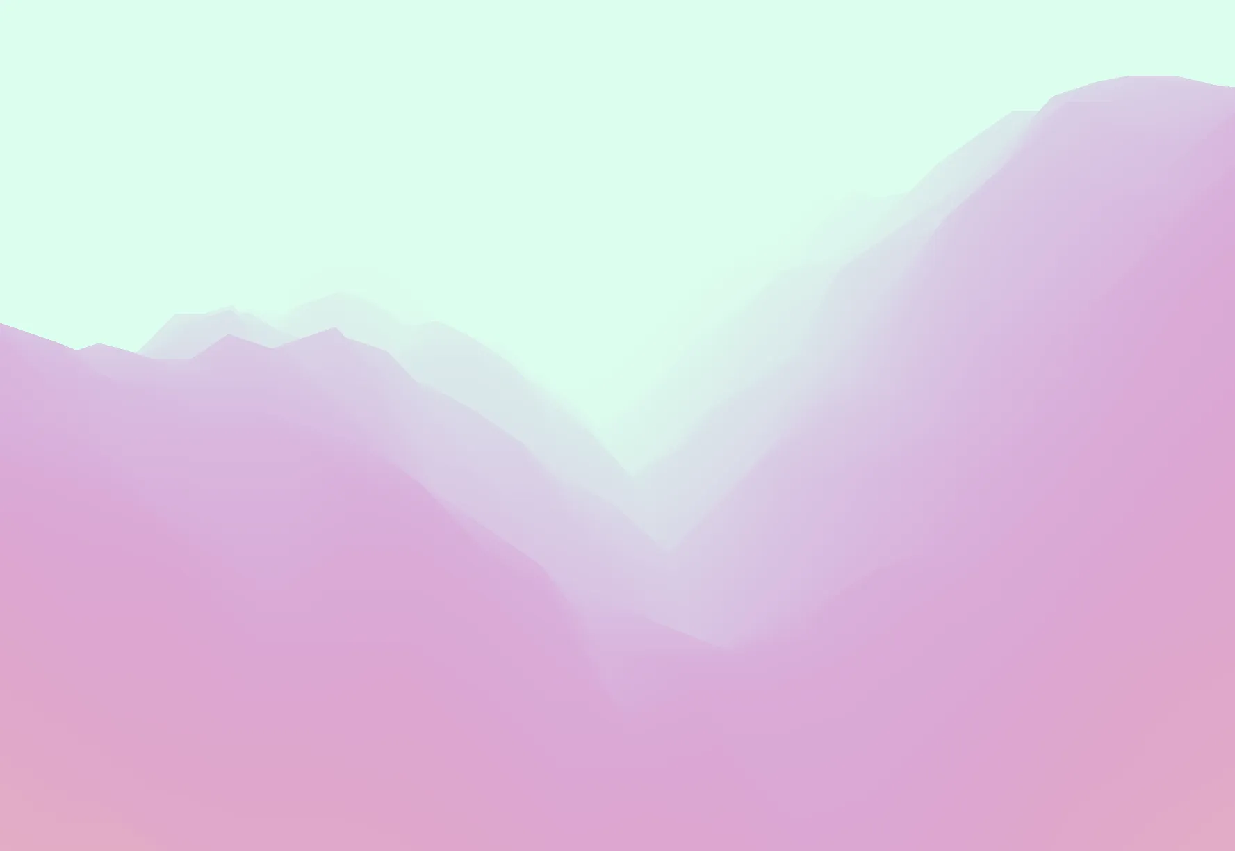 Turquoise fog over purple 3D mountains